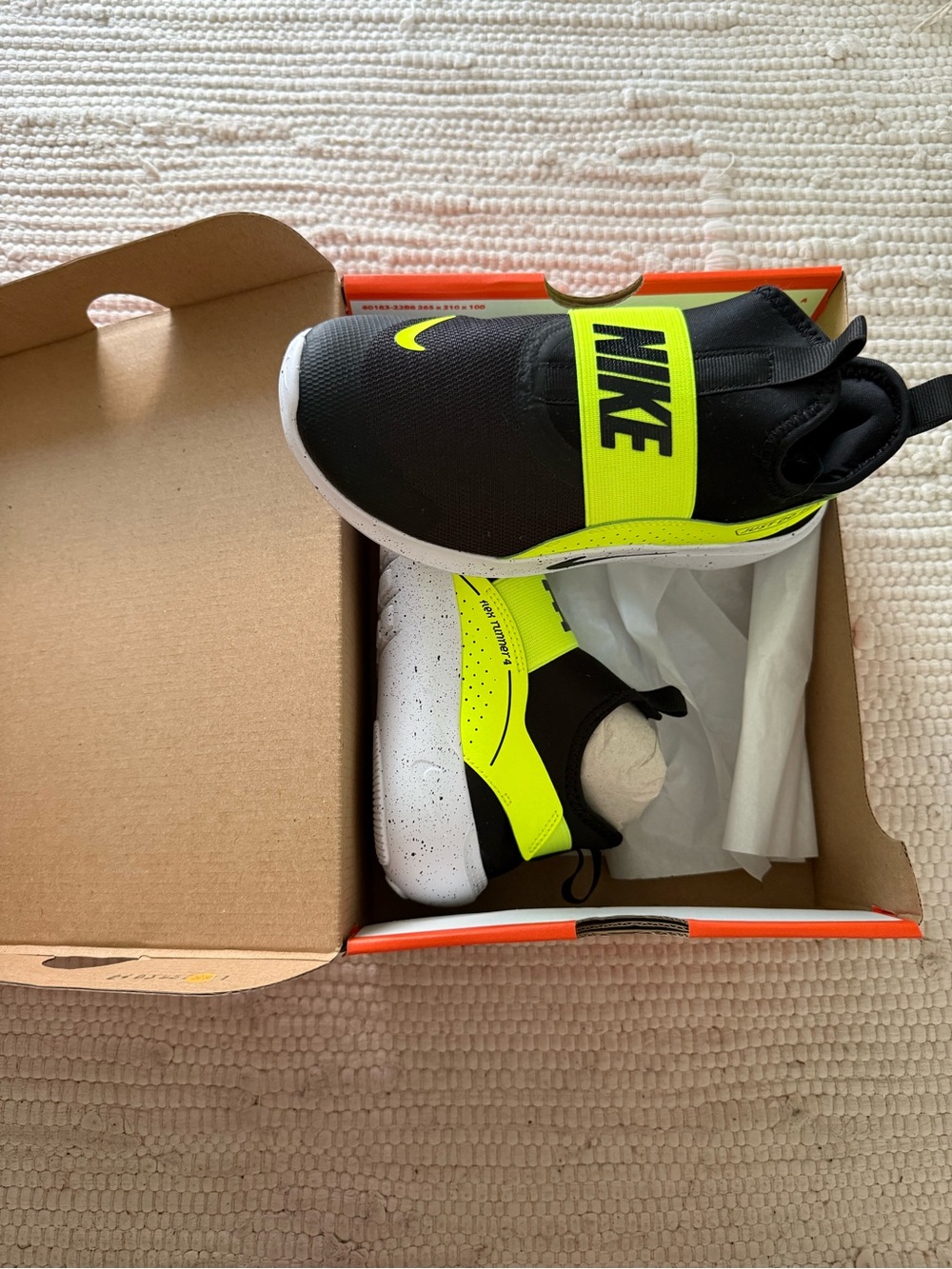 Nike Kids Slip-On Sneakers in Black & Neon Yellow